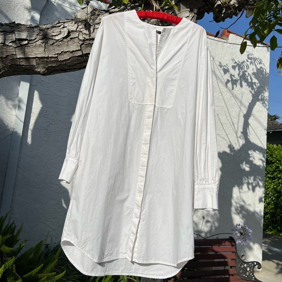 Guess Marciano Crisp White Cotton Shirtdress | Button-Down Bib-Front Dress | S - Picture 9 of 14